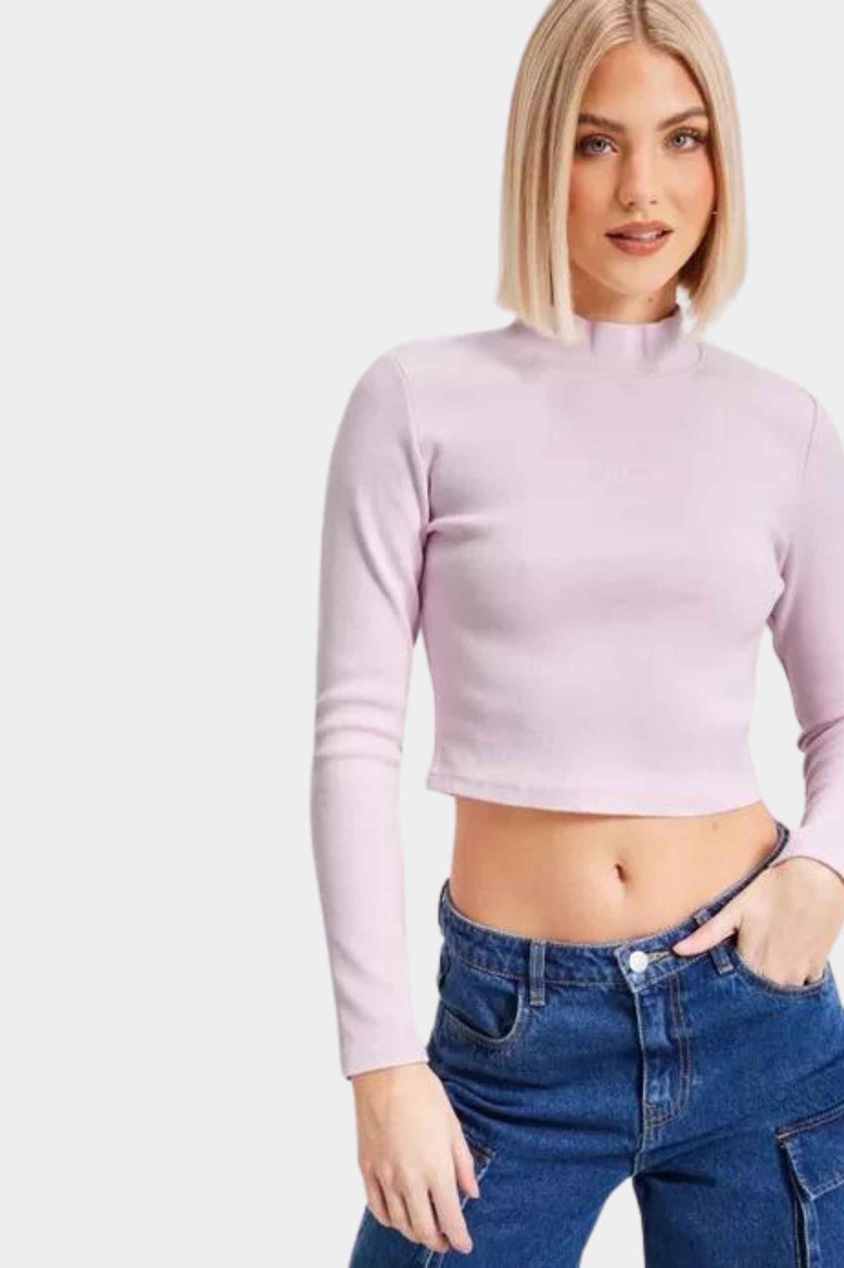 Abrand A Heather LS Mock Neck Top