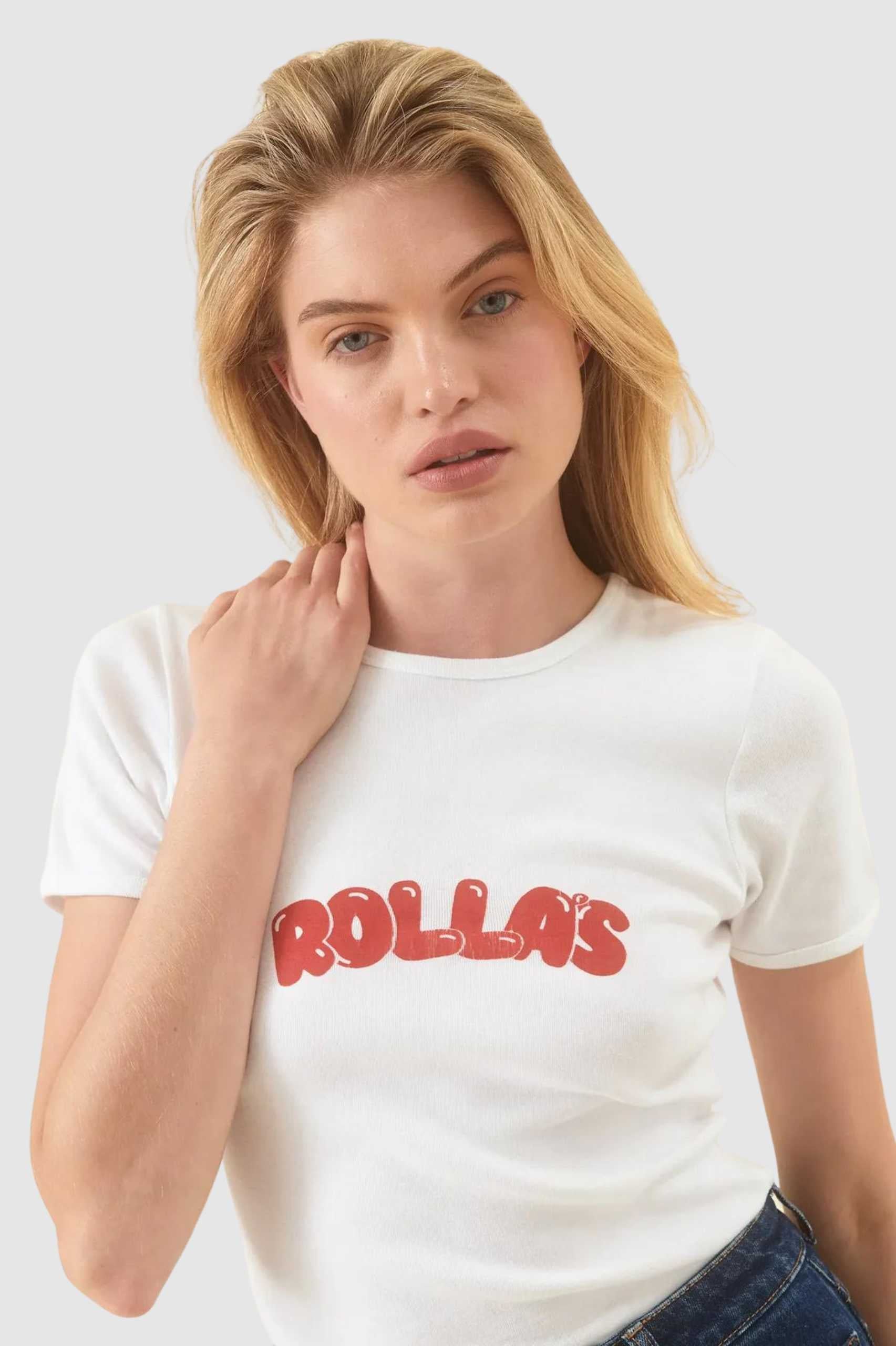 Rollas Womens Bubble Baby Rib Tee in White