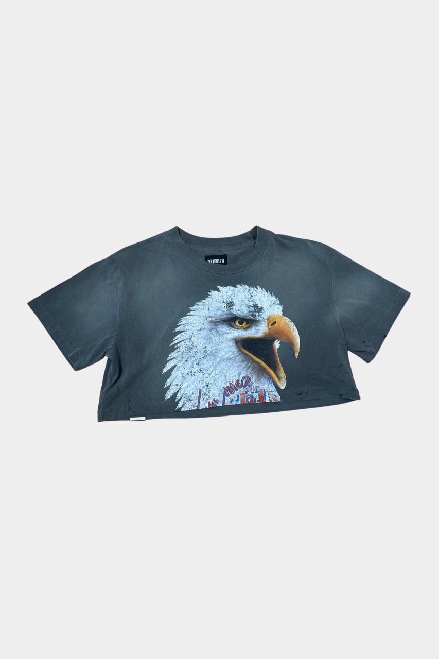 The People Vs Eagle Cropped Tee - Smashed Black