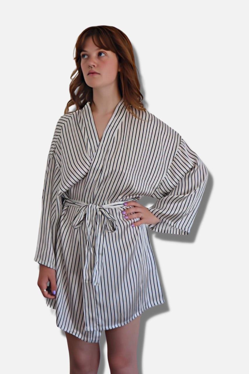 100% Silk Robe - Stripe – SoStellar