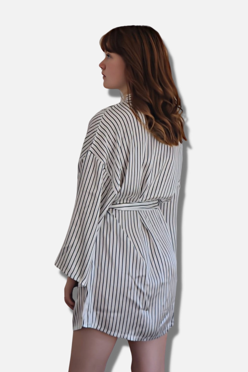 100% Silk Robe - Stripe