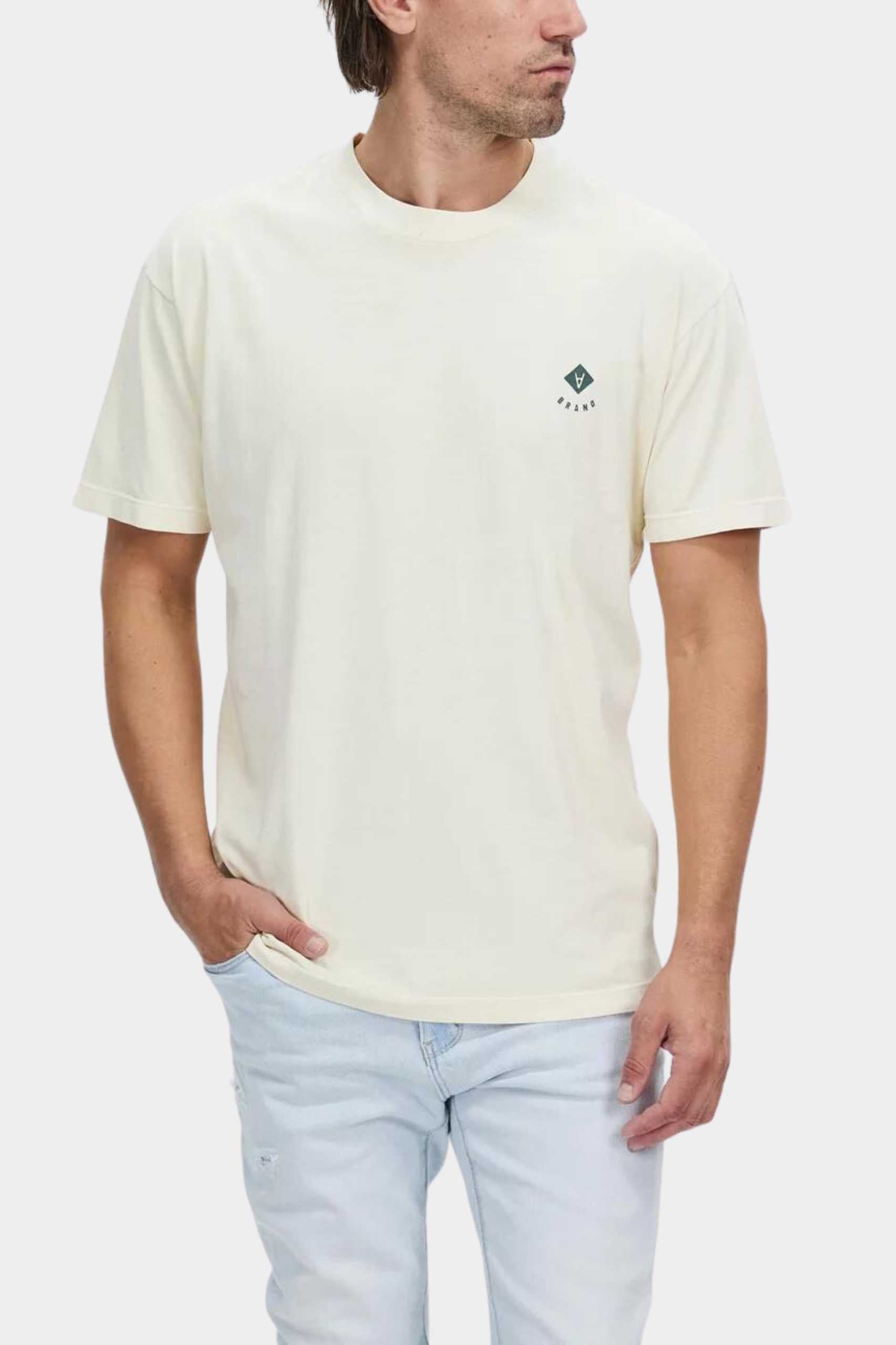 Abrand A Dropped Tee in Off White