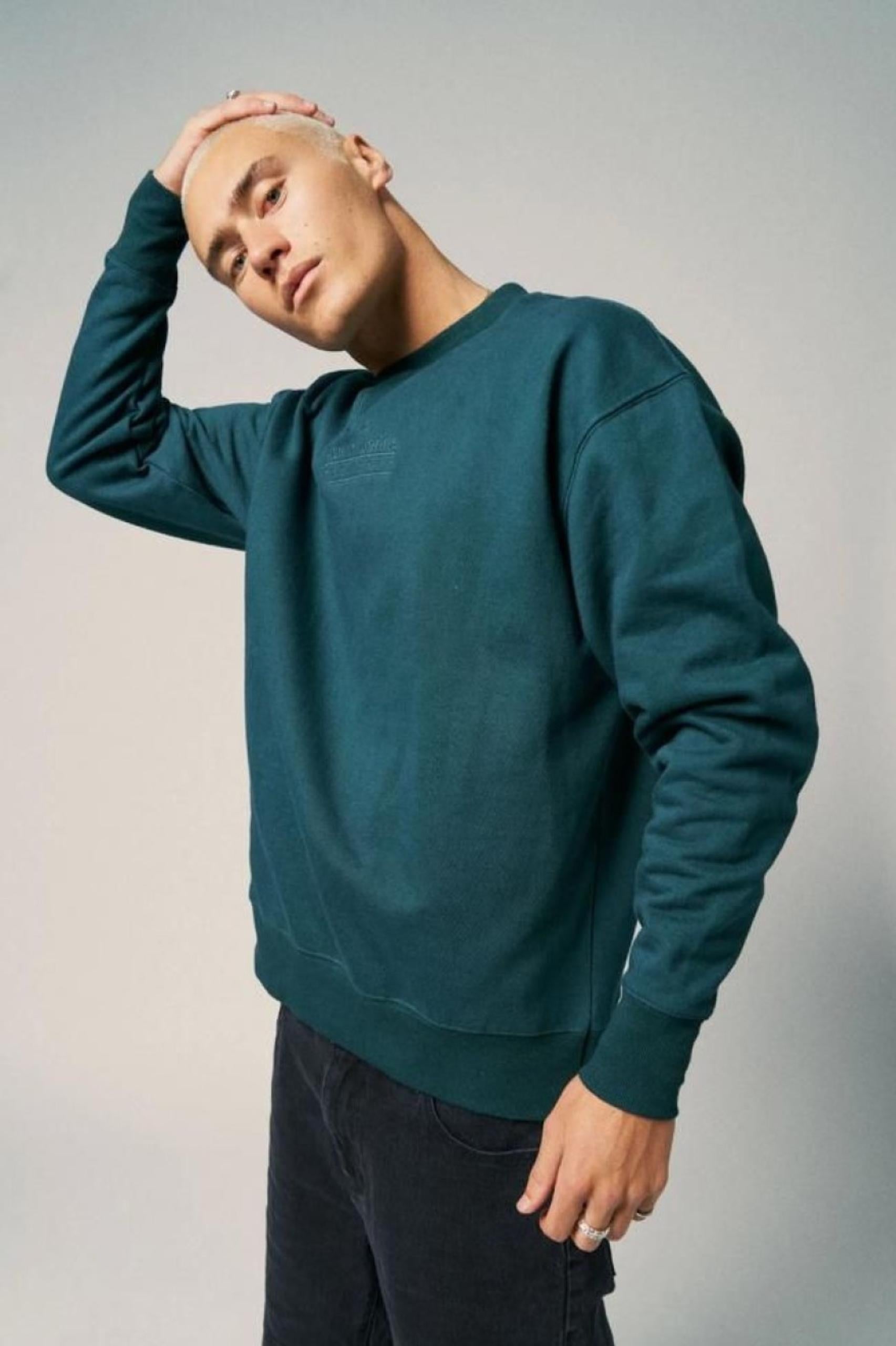 Abrand Mens A Relaxed Crew in Bottle Green