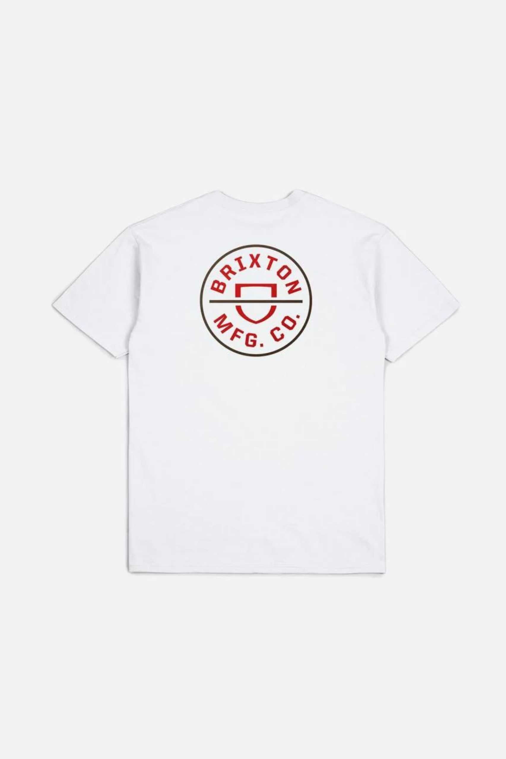Brixton Mens Crest II S/S Standard Tee in White/Aloha Red