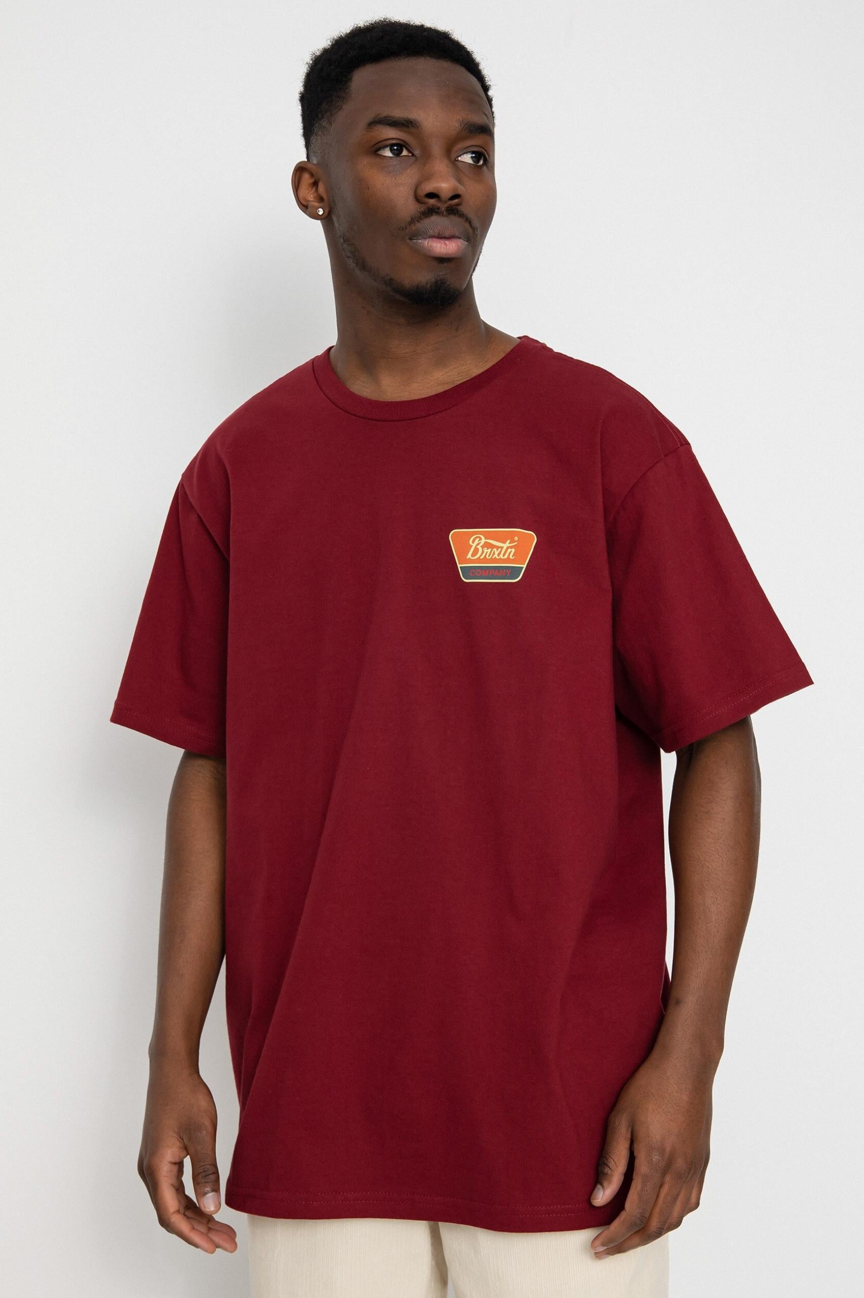 Brixton Mens Linwood SS Standard Tee in Berry