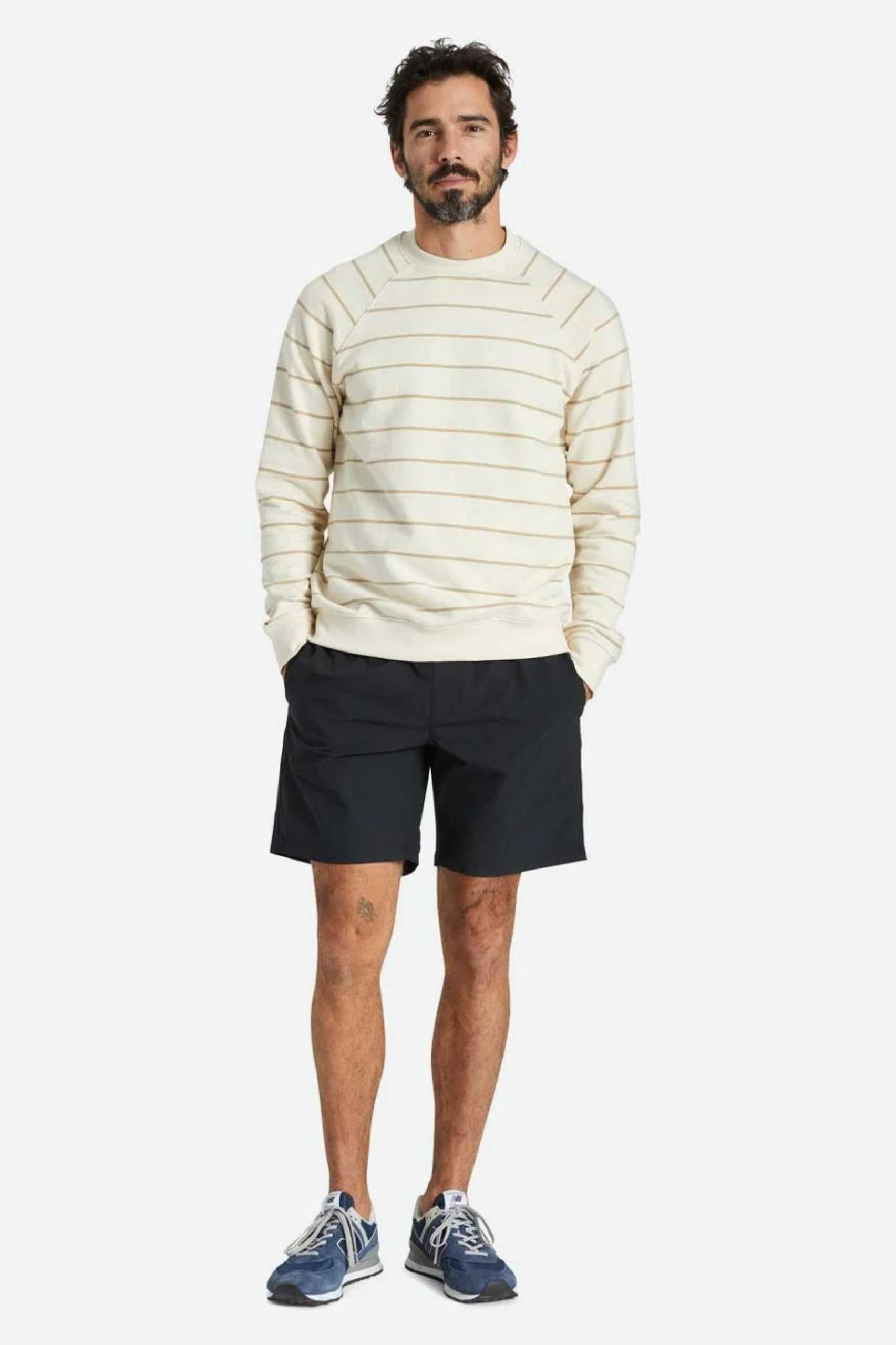 Brixton Mens Summer Weight French Terry Crew in Sand