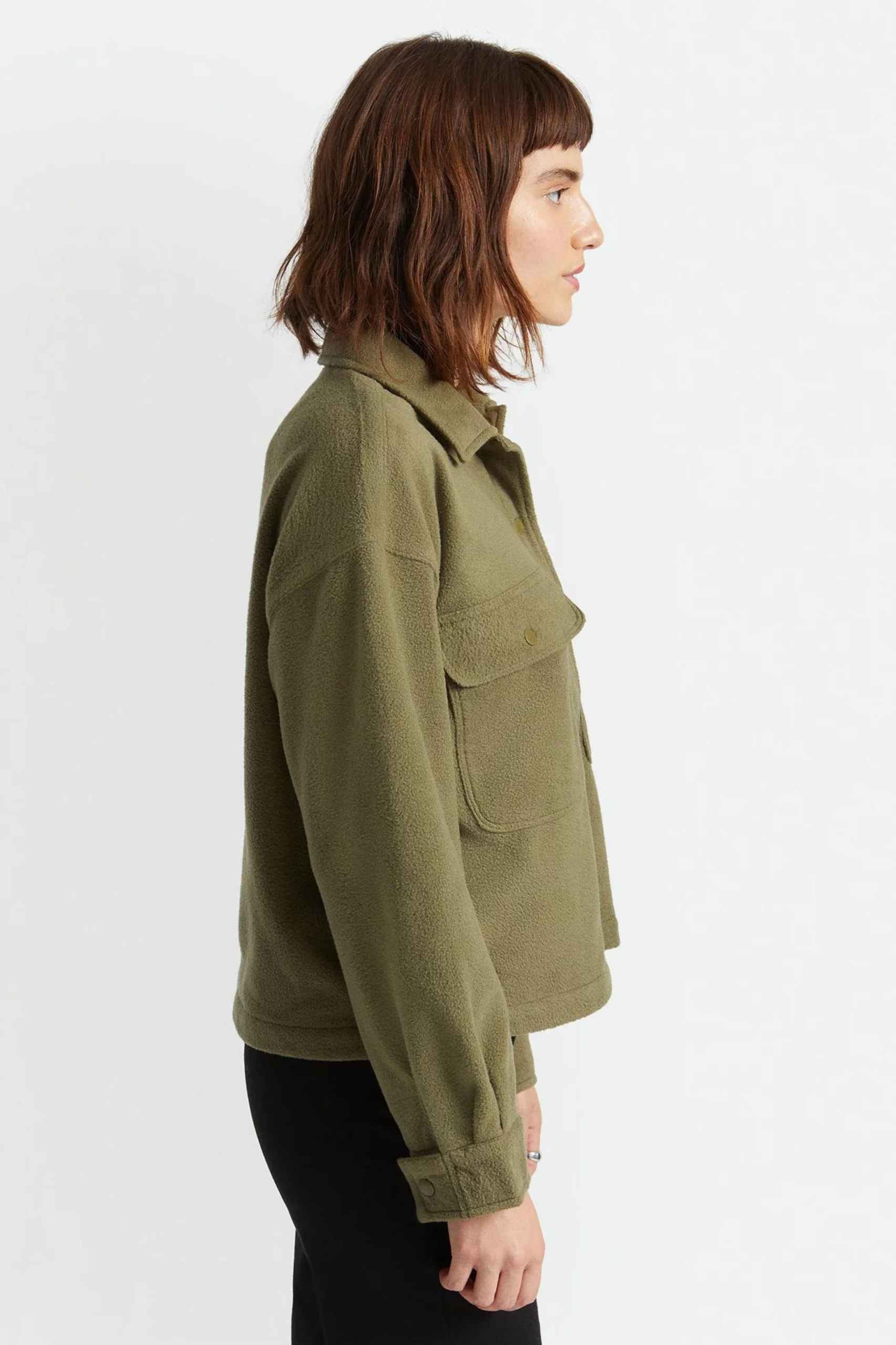 Brixton Womens LS Arctic Stretch Fleece Jacket in Olive