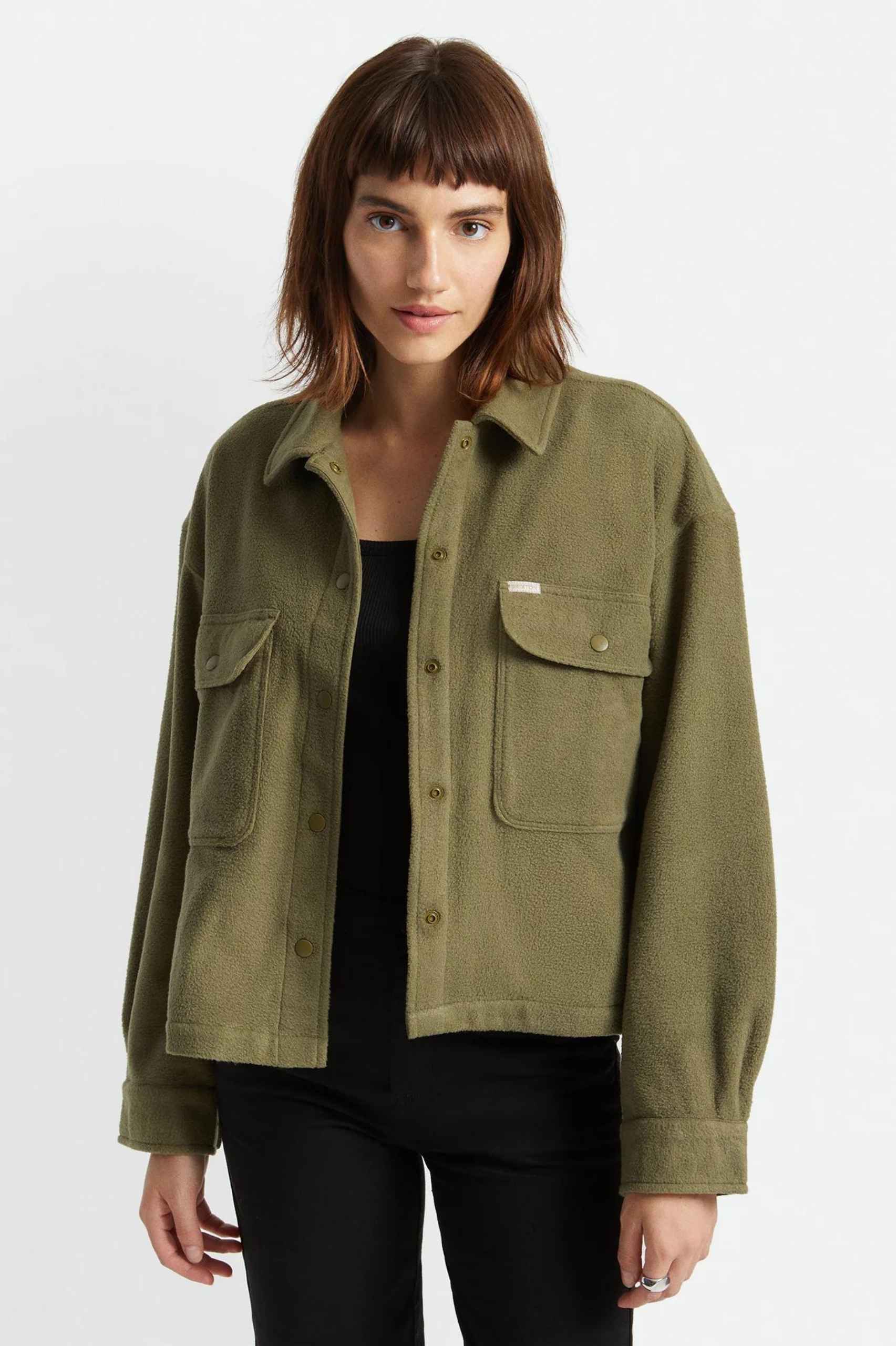 Brixton Womens LS Arctic Stretch Fleece Jacket in Olive