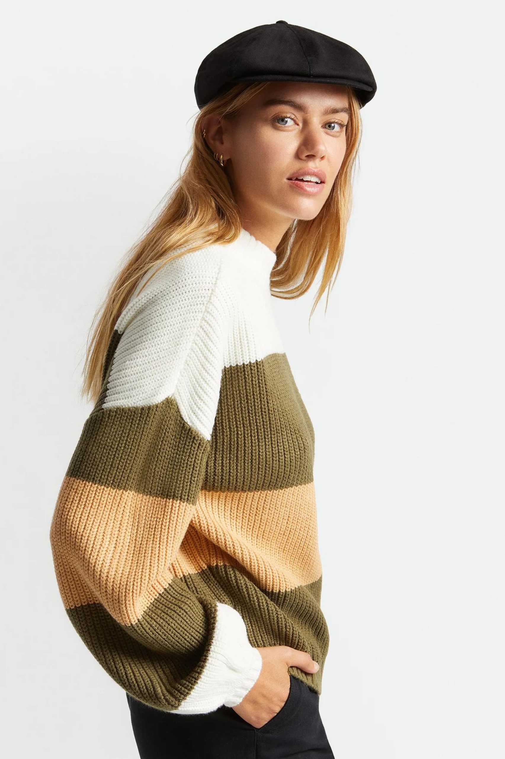 Brixton Womens Madero Sweater in Military Olive