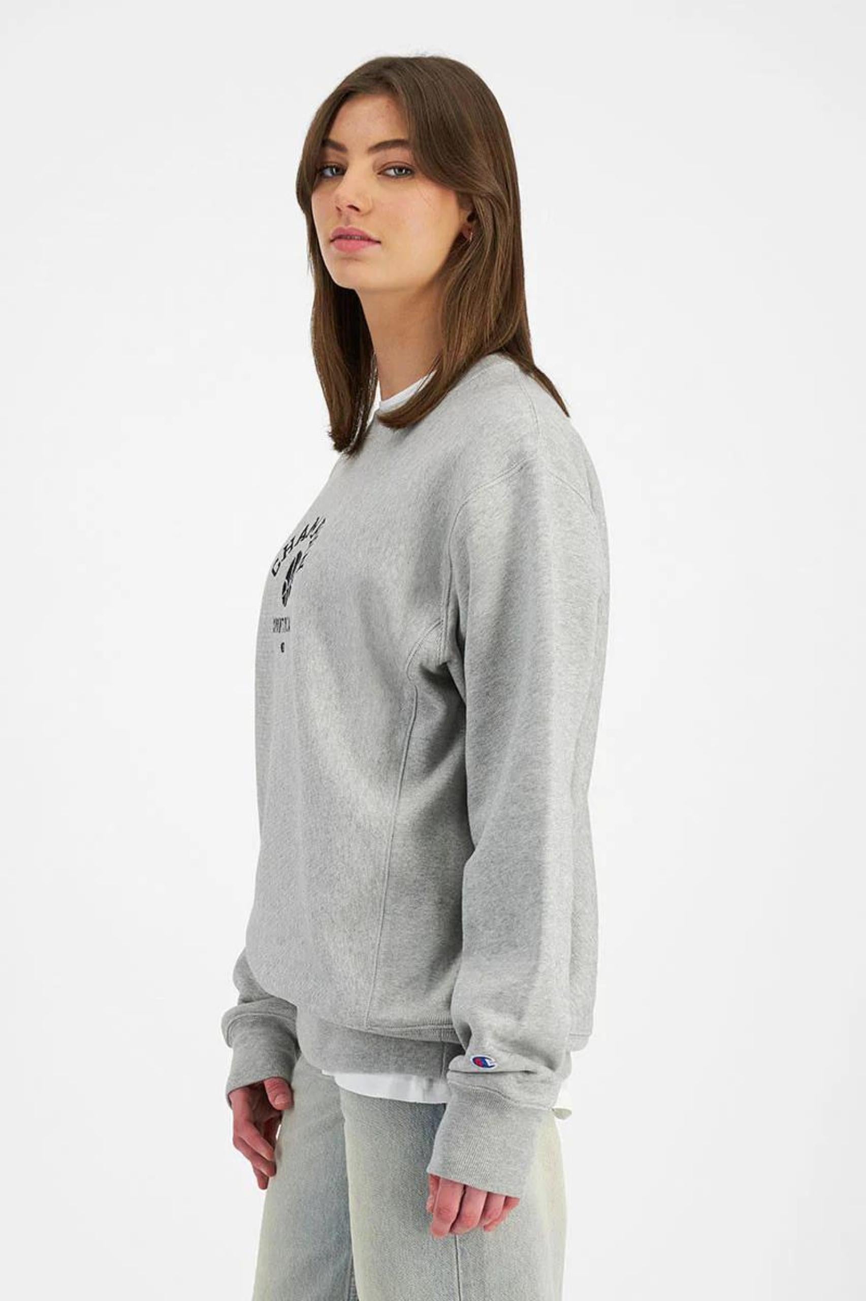 Champion Womens Reverse Weave Clubhouse Crew in Grey