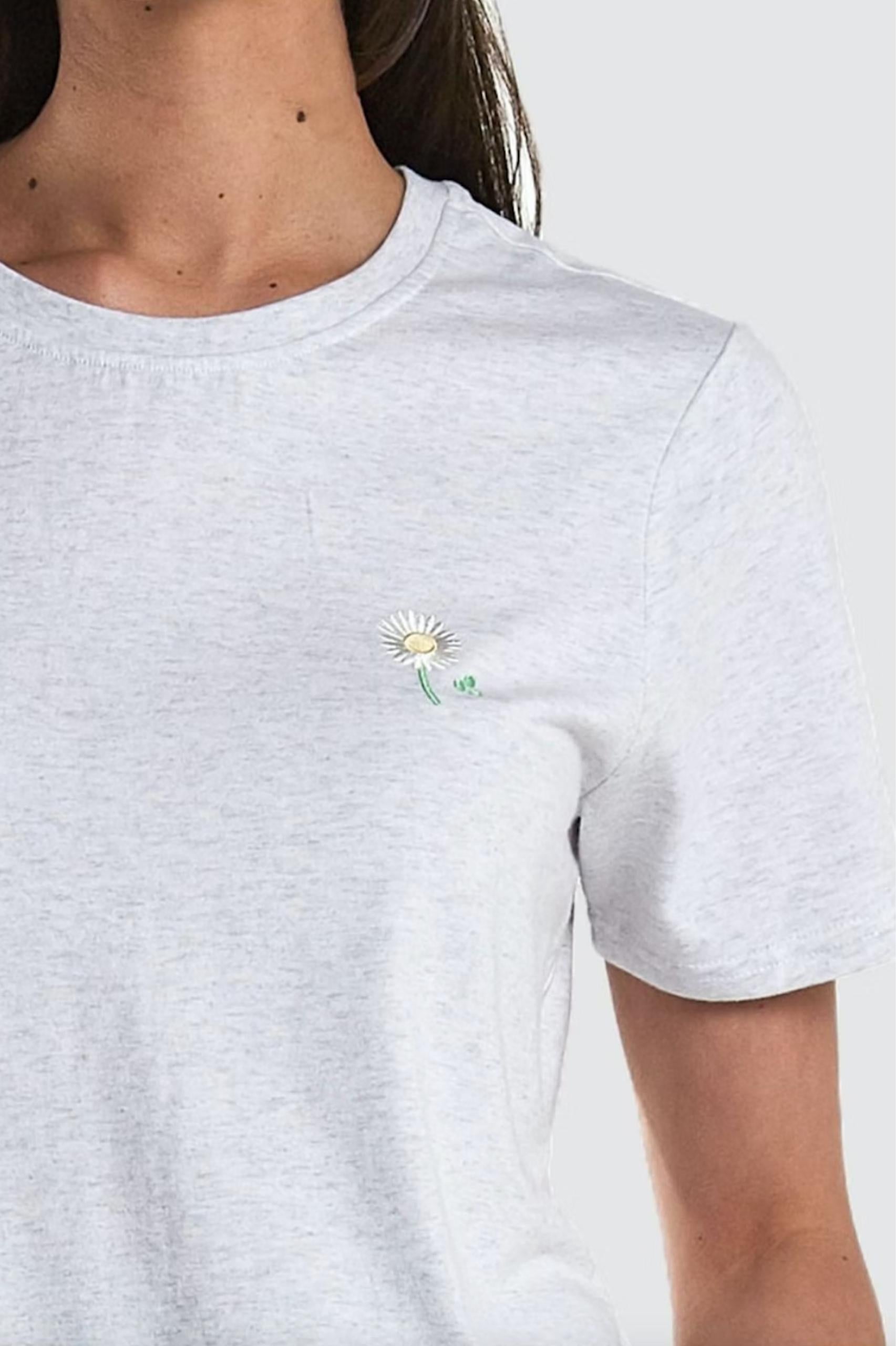 Huffer Stella Tee Dazed/Embroidered - Silver Marle