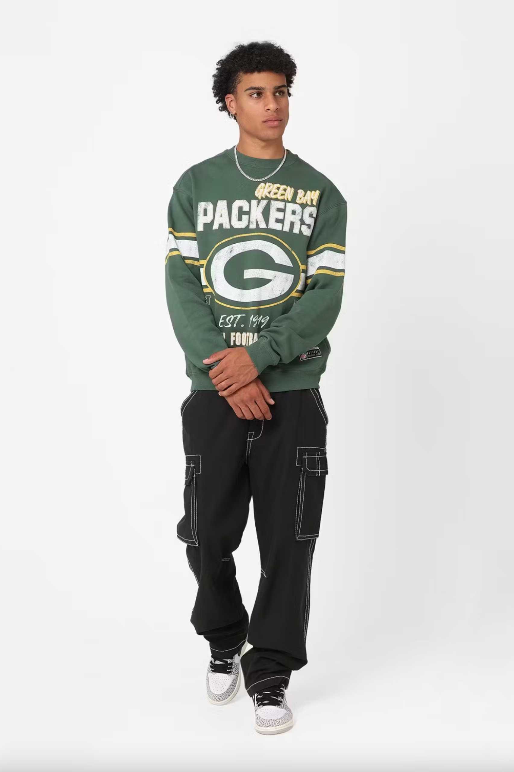 Crest Packer Majestic NFL Green Bay Packers Stripe Crest Crew Unisex – SoStellar