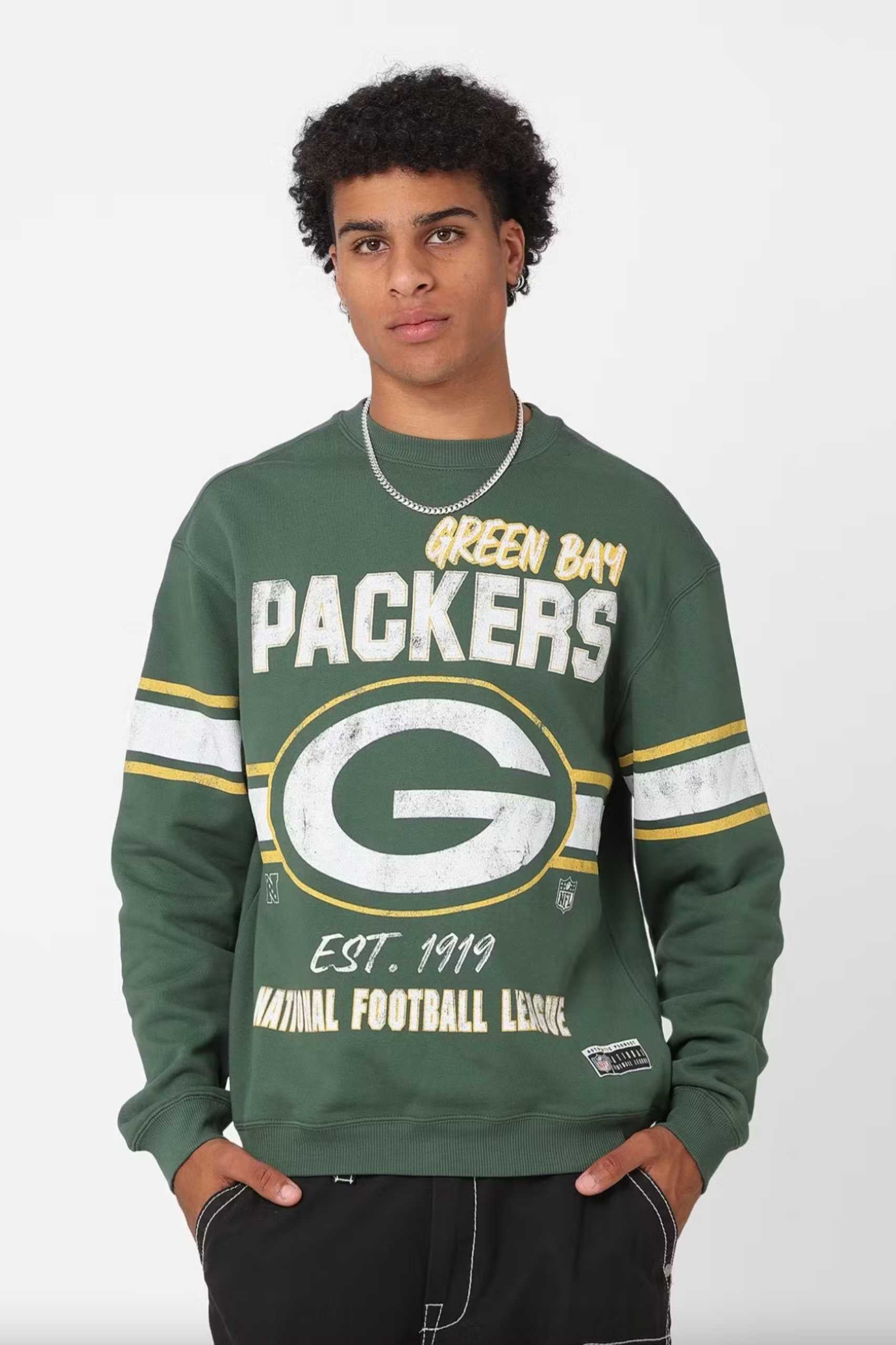Crest Packer Majestic NFL Green Bay Packers Stripe Crest Crew Unisex – SoStellar