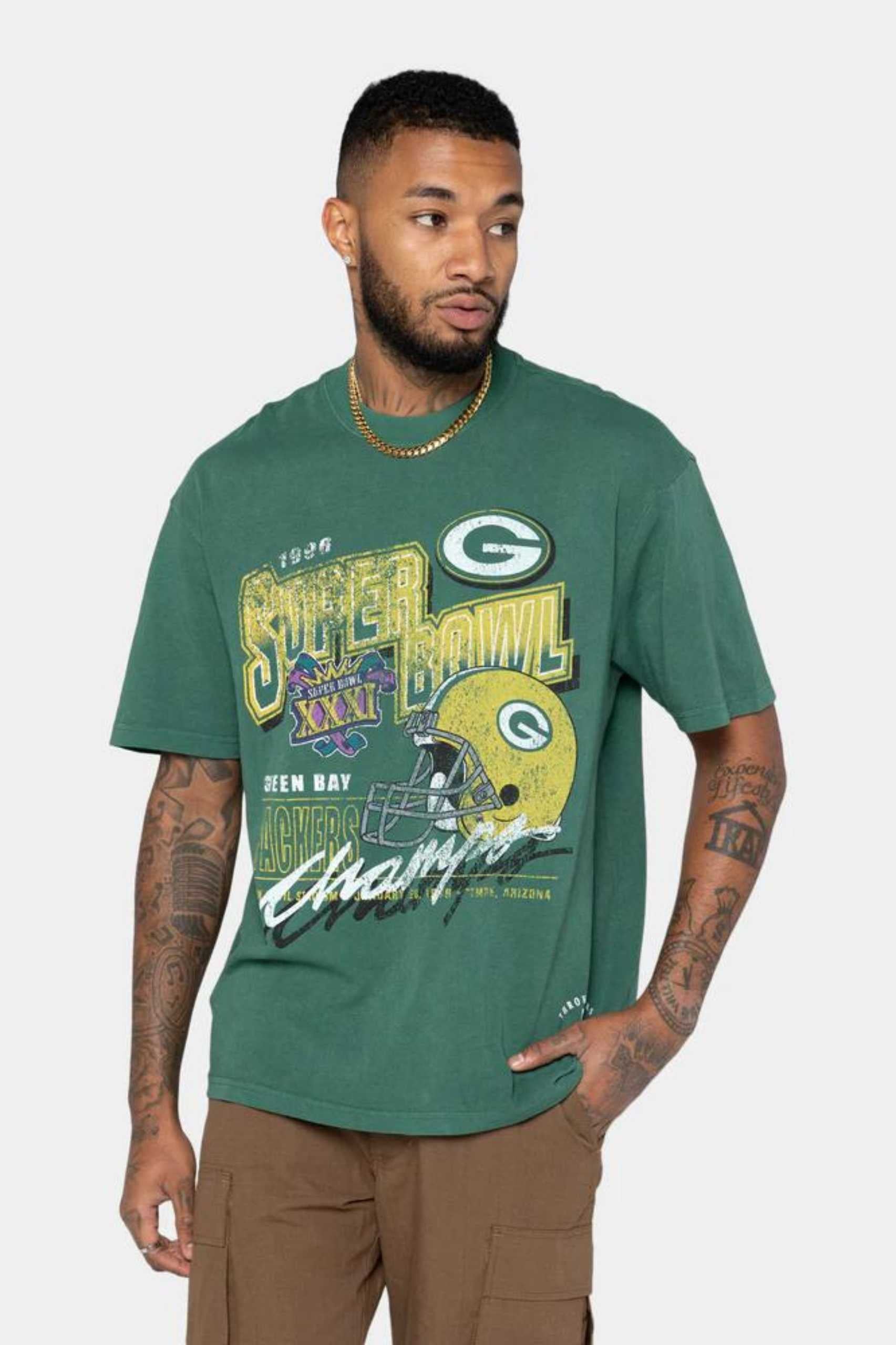 Mitchell Ness Green Bay Packers Vintage Superbowl Tee Unisex