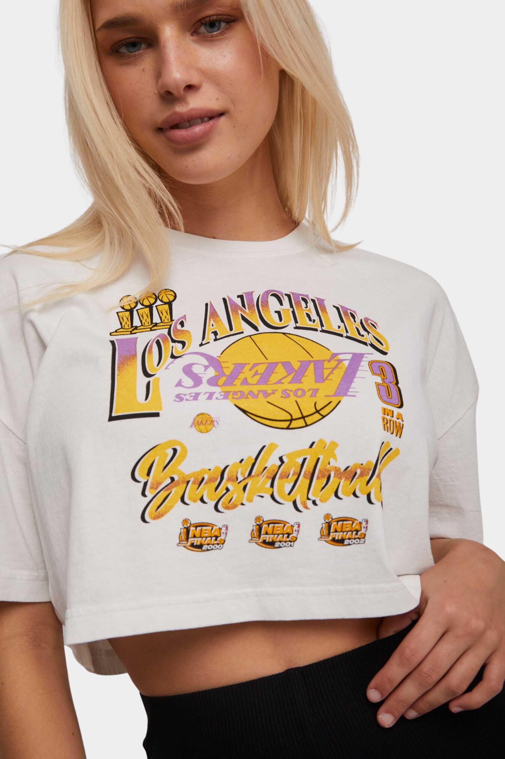 Mitchell & Ness Womens Los Angeles Lakers Sunbleached Crop Tee