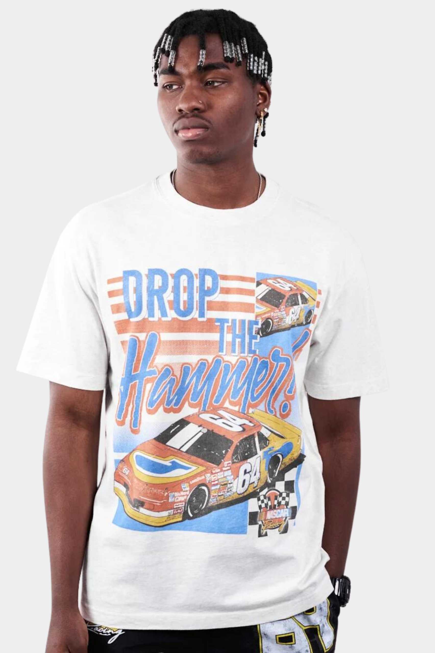 Nascar Drop The Hammer Tee in White - Unisex