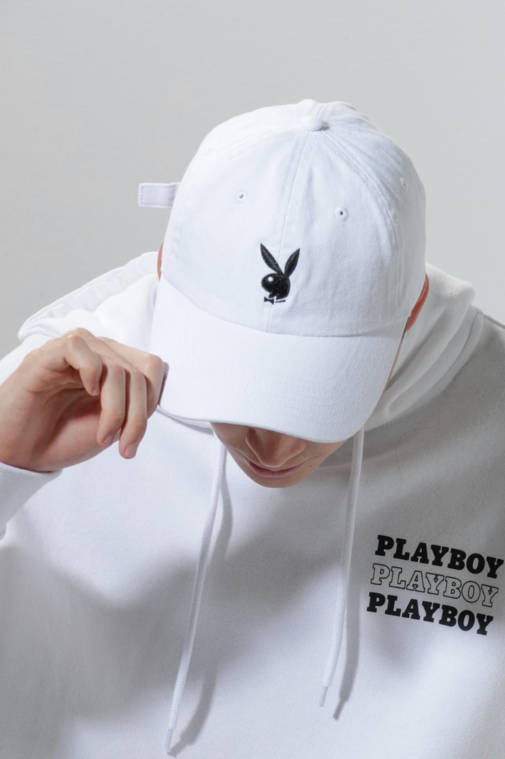 Playboy Curved Peak Soft Cap - White