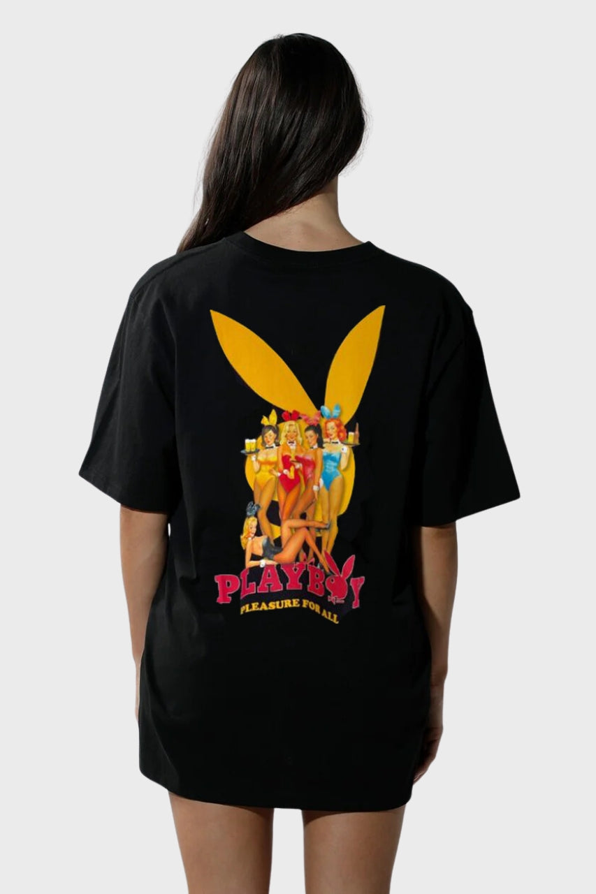 playboy t shirt dress Playboy bunny sleeve detail long sleeve t-shirt dress