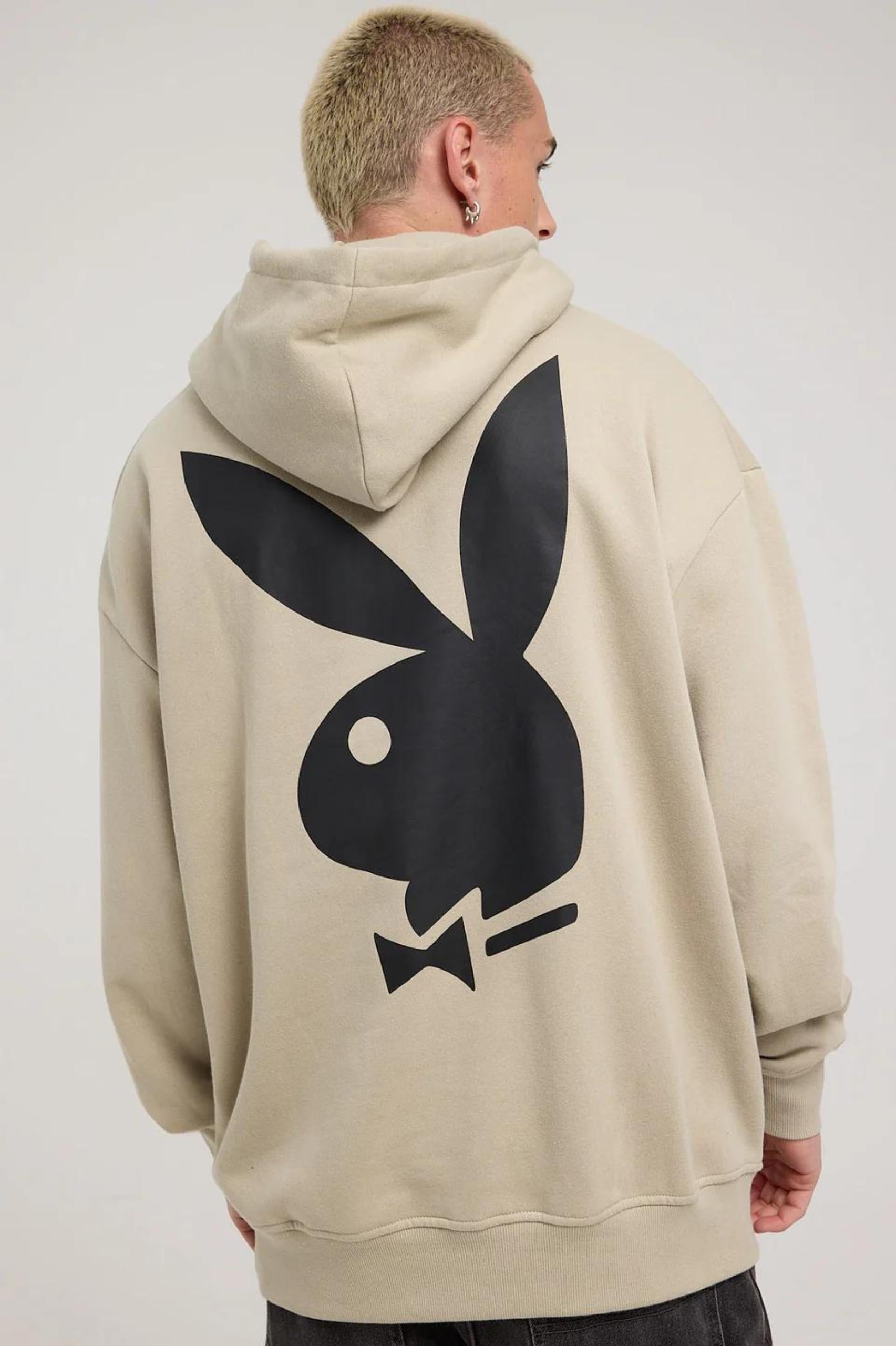 Playboy Bunny Stack Unisex Hoodie in Sand