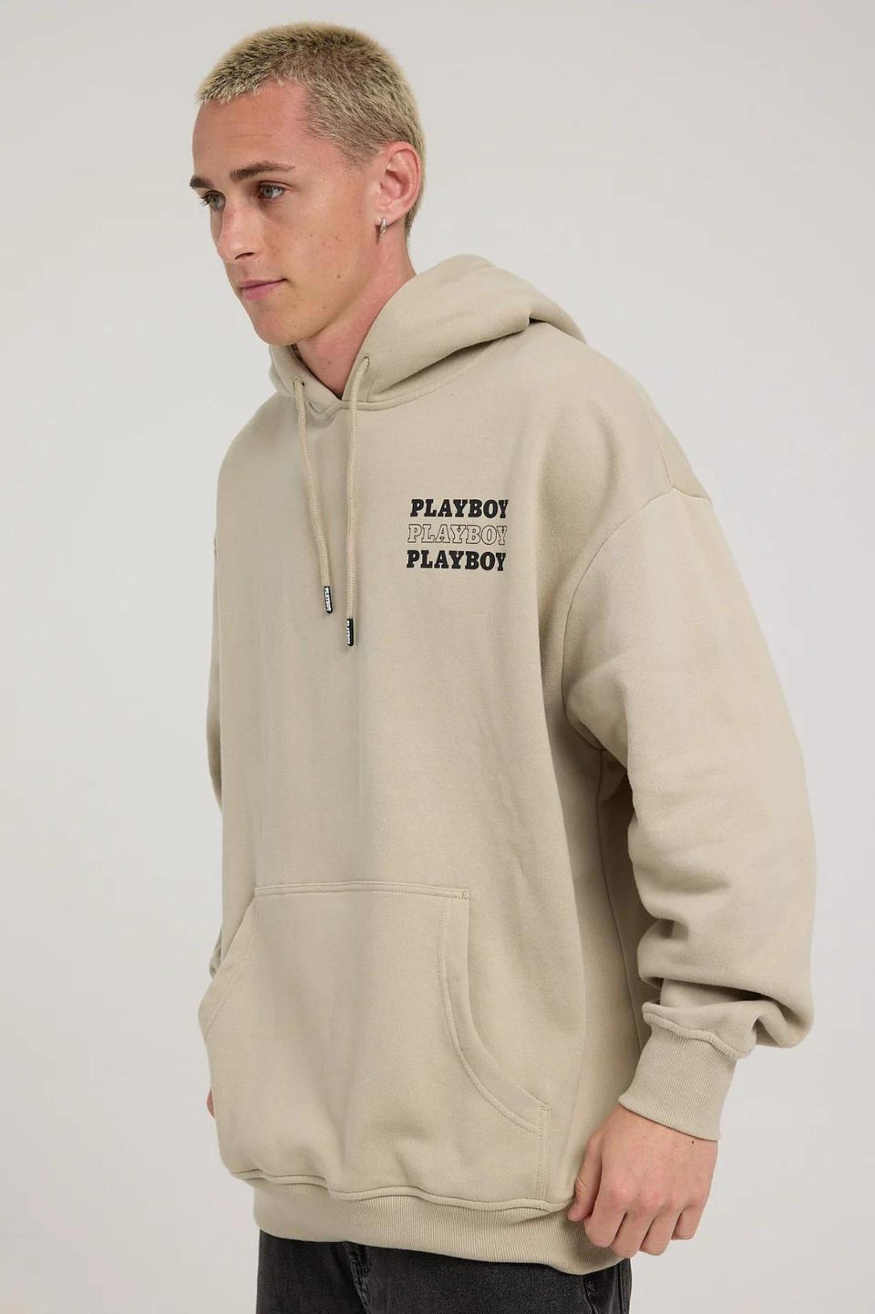 Playboy Bunny Stack Unisex Hoodie in Sand