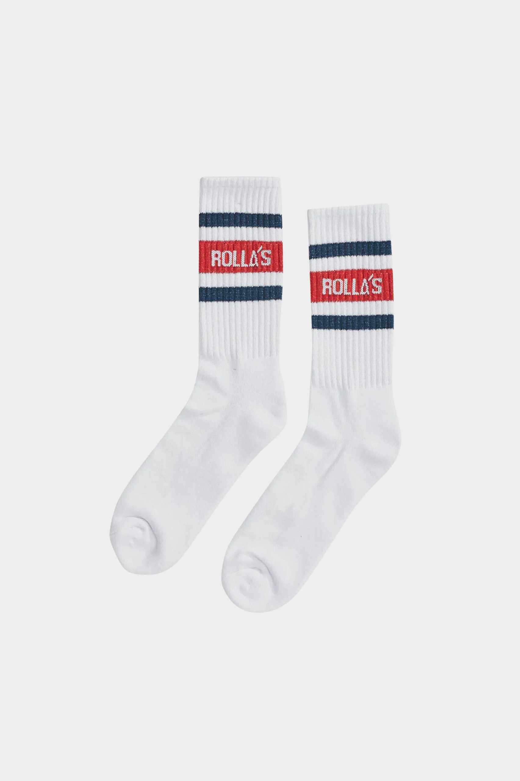 Rolla's Organic Stripe Logo Sock in White