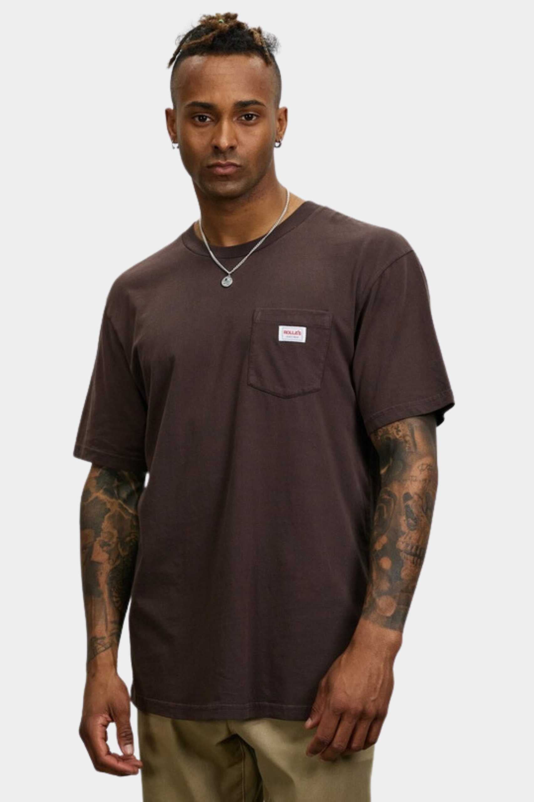 Rollas Trade Pocket Tee in Washed Brown