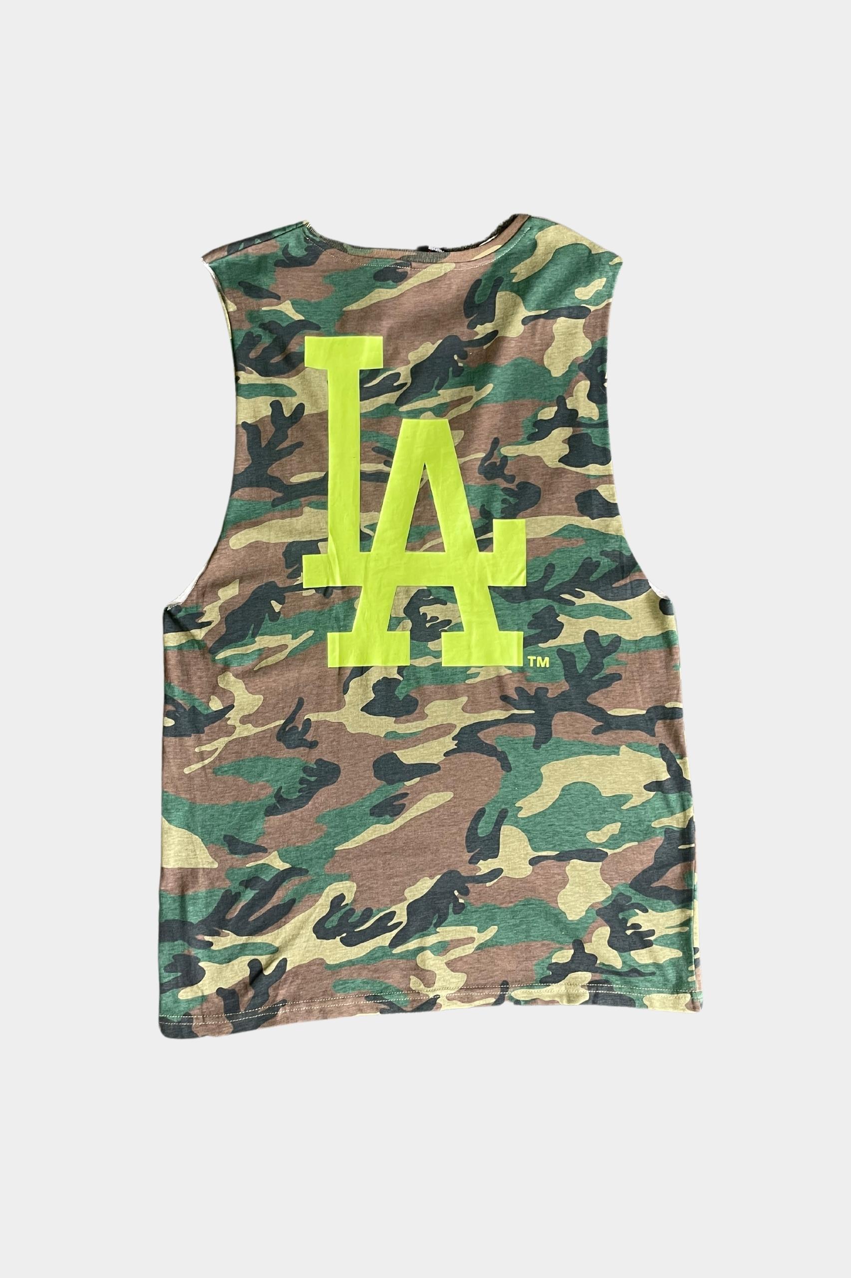 Majestic L.A Dodgers Muscle Tee in Camo/Green - SAMPLE
