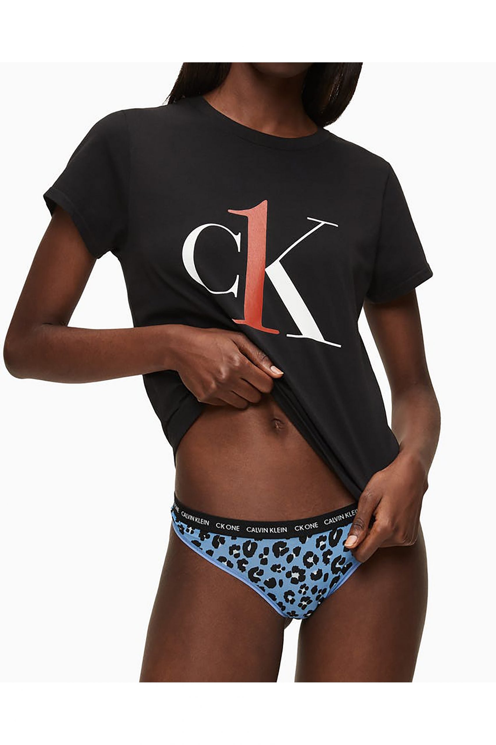 Calvin Klein CK One Cotton Micro Thong - Leopard Azure