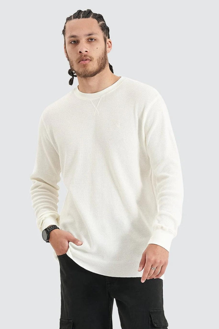 Brixton Reserve Thermal L/S Tee in Off White